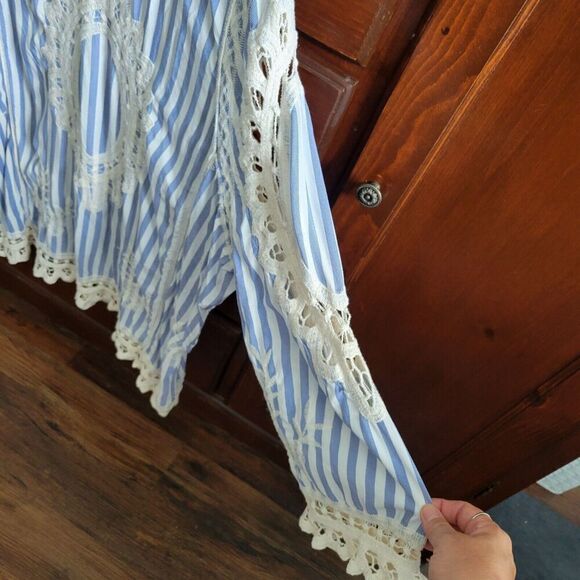 Fabulous MJ New York woman's boho top 100% Cotton No Sz Tag. Cottage Prarie Lace - Picture 3 of 12